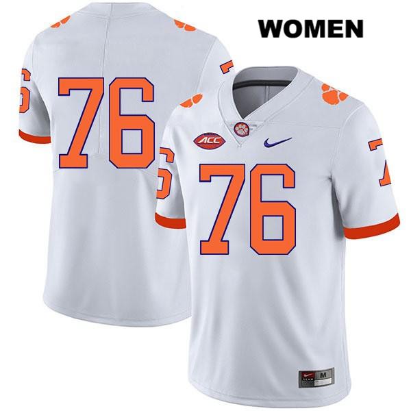 Women's Clemson Tigers #76 Sean Pollard Stitched White Legend Authentic Nike No Name NCAA College Football Jersey YNI1646VP